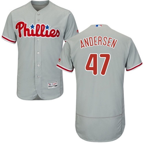 Phillies #47 Larry Andersen Grey Flexbase Authentic Collection Stitched MLB Jersey